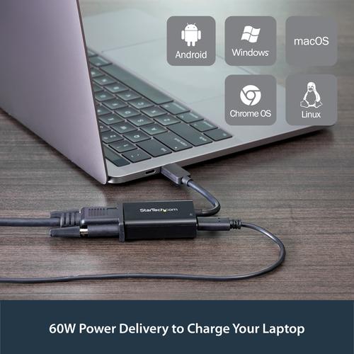 Produktbild StarTech USB-C To VGA - Power Delivery (USB Typ-C, VGA, 15 cm)