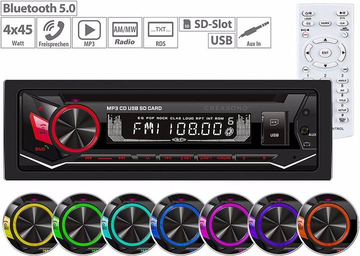 Produktbild Creasono MP3-Autoradio, CD, Bluetooth