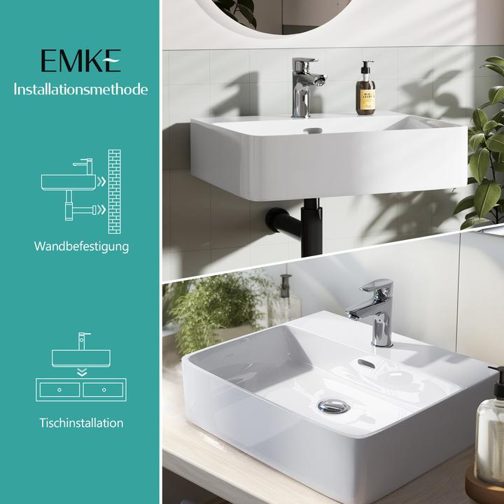 Produktbild Emke Aufsatzwaschbecken Kleines Waschbecken Handwaschbecken für Badezimmer, Rechteckig Waschplatz Au (415 mm, 425 mm)