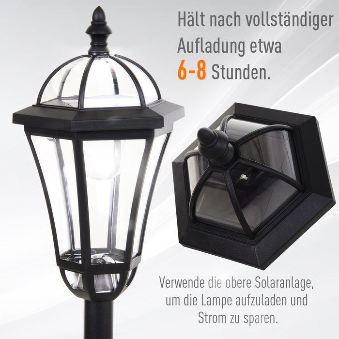 Actual product image Swisshandel24 Solar garden lantern, set of 2, garden light, path light with LED, 6-8 hrs, stainless steel black (IP44)