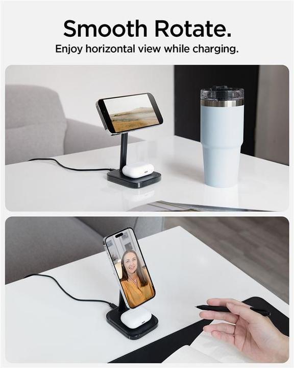 Produktbild Spigen ArcField PF2100 Ständer mit MagSafe-Ladegerät – Schwarz (20 W)