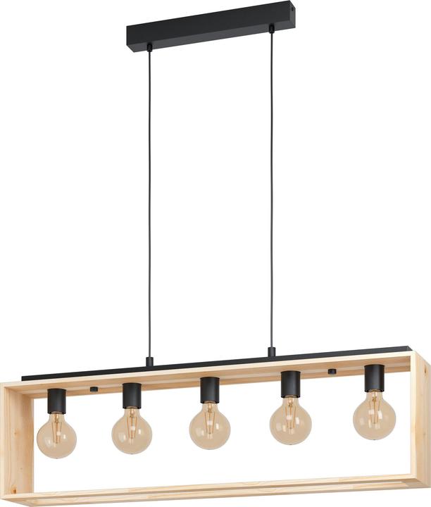 Produktbild EGLO Pendelleuchte FAMBOROUGH 5x E27, Schwarz/Natur (E27)