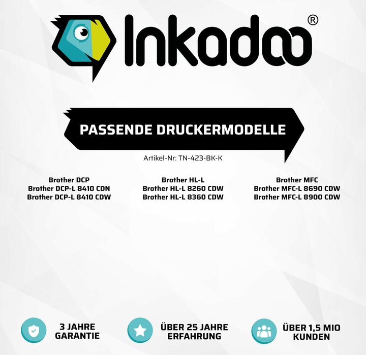 Image du produit Inkadoo Toner Compatible pour Brother TN-423 MFC-L 8900 Series HL-L 8260 DCP-L 8410 Series (C)