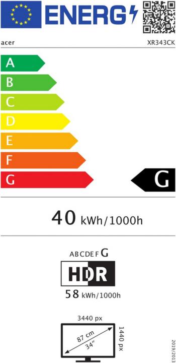 Energie-Label Acer Nitro XR343CKPbmiipphuzx (3440 x 1440 Pixel, 34")