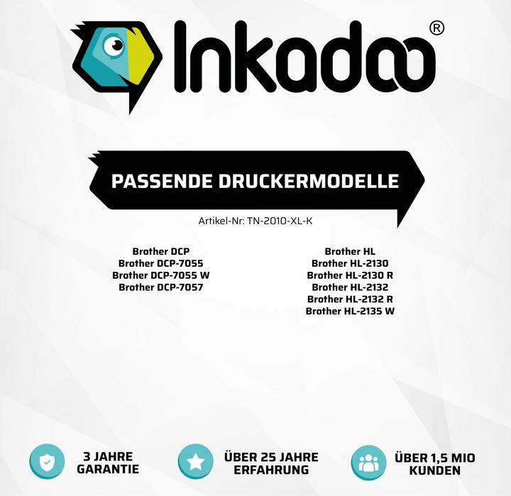 Immagine prodotto Inkadoo toner compatibile come ricambio per Brother TN-2010XL adatto a Brother DCP-7055 DCP-7057 HL-2130 (FC)