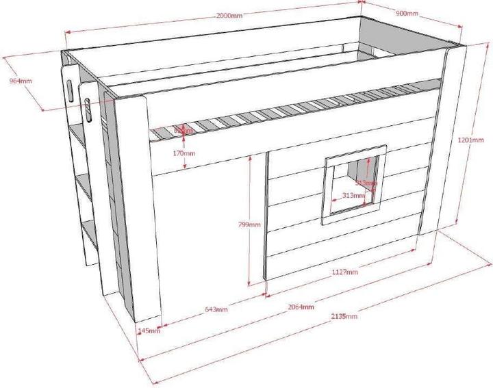 Produktbild Vipack Halbhohes Bett Noah (90 x 200 cm)