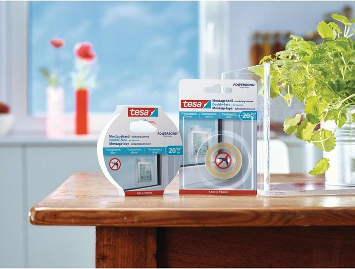 Produktbild tesa Montageband für Glas, doppelseitiges Montageklebeband (19 mm)