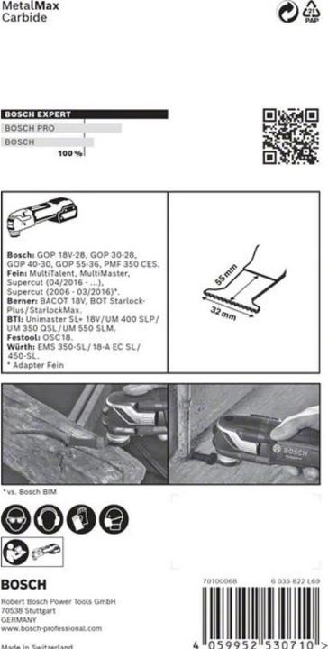 Produktbild Bosch Professional Zubehör EXPERT MetalMax PAIZ 32 AIT Blatt für Multifunktionswerkzeuge, 50 x 32 mm