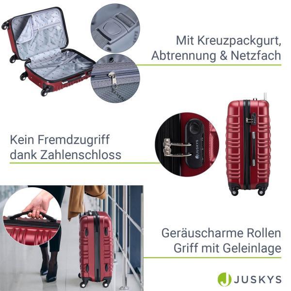 Produktbild Juskys Hartschalen Kofferset Rom (120 l, Handgepäck (bis 50l), M (50 - 90l), L (90 - 115l), XL (ab 115l))