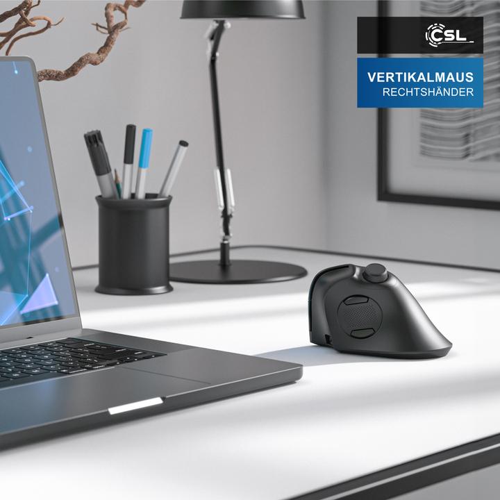 Produktbild CSL Kabellose Vertikalmaus, 2,4 GHz Funk, 250dpi, ergonomische Wireless Maus, ggegen Mausarm / Tennisarm (Kabellos)