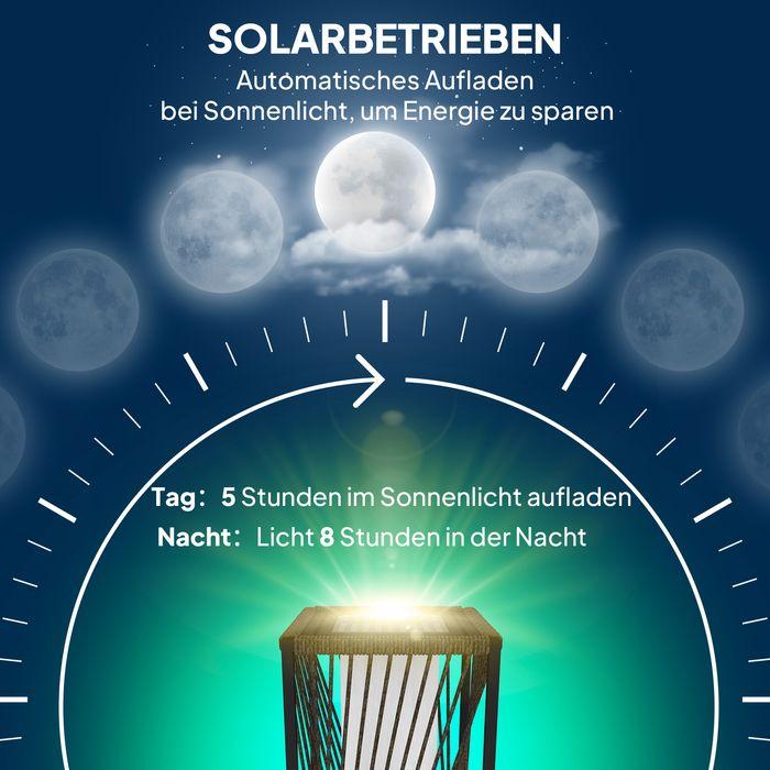 Immagine prodotto Swisshandel24 Stehlampe Rattan mit Lichtsensor Solarlampen Boho-Stil IP44 (15 lm, IP44)