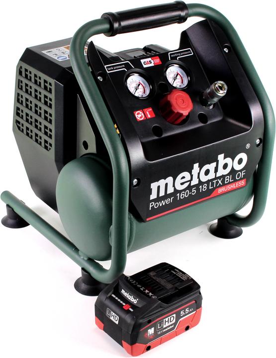 Immagine prodotto Metabo Power 160-5 18 LTX BL OF Compressore a batteria 18 V 8,0 bar Brushless + 1x pacco batteria LiHD 5,5 (5 l)