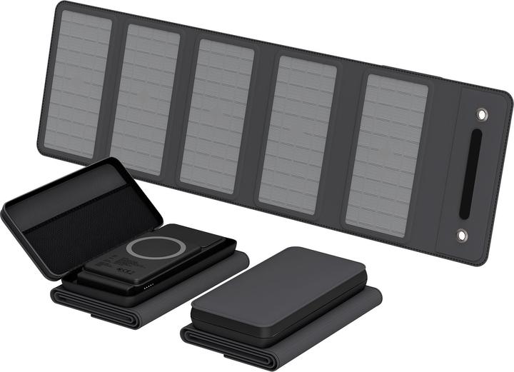Image du produit Xlayer Banque d'alimentation sans fil 10.000mAh 15W Noir avec panneau solaire (10000 mAh, 15 W, 37 Wh)