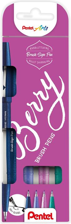 Immagine prodotto Pentel Pennello a penna in fibra Pennello a penna per pittori 4s Colori di bosco (Turchese, Rosa olila, Blu notte, Blu viola, 4 x)