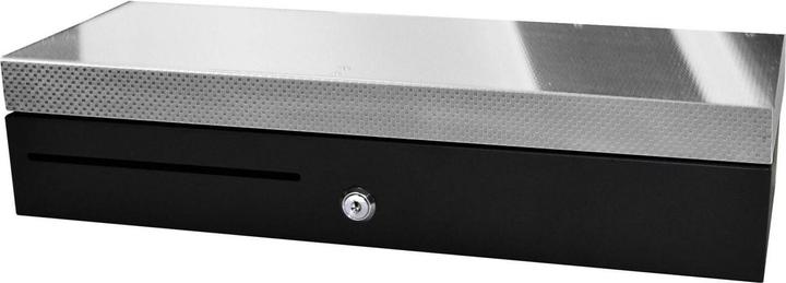 Actual product image APG Cash Drawer Flip Lid Cash Draw Blk Ss Front