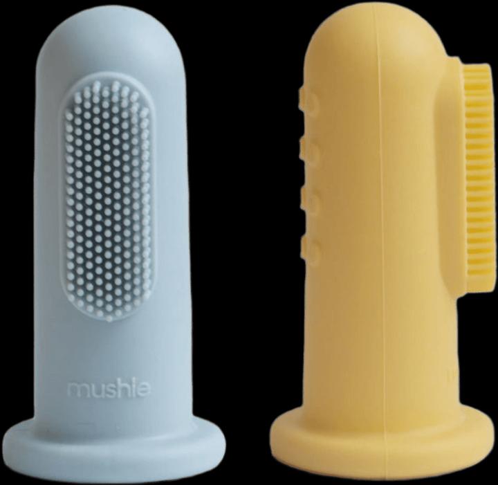 Produktbild Mushie 2 Er Set Finger Zahnbürste Powder Daffodil (2 x)
