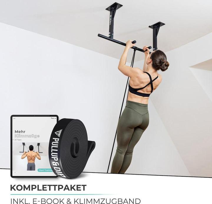 Actual product image Pullup & Dip Klimmzugstange Decke inkl. Klimmzugband und Schrauben