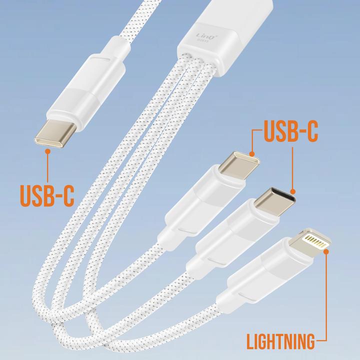 Image du produit LinQ Câble USB-C / 2x USB-C + Lightning (1.20 m, USB 3.2 Gen 1)