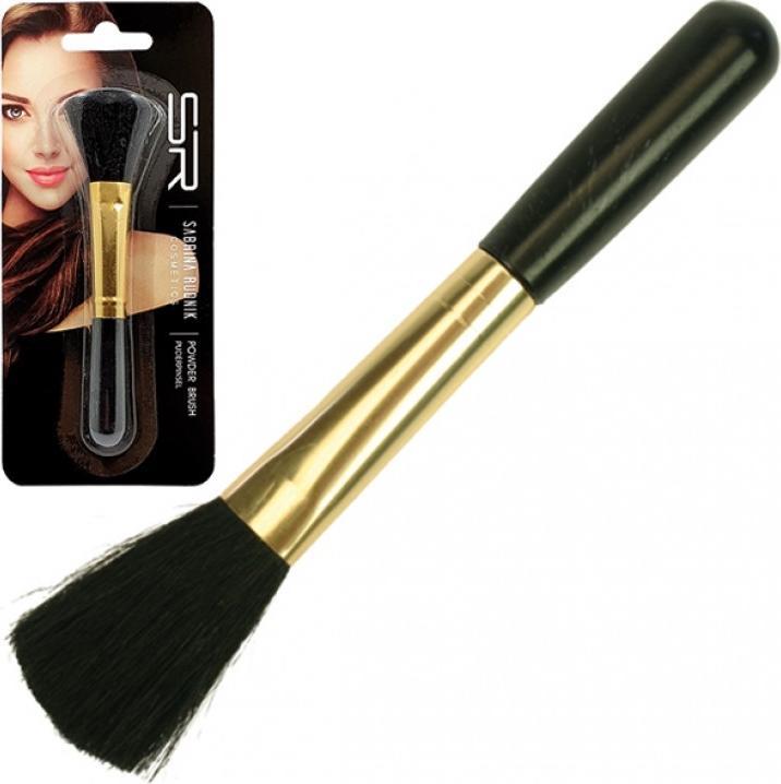 Sabrina Cosmetics Luxus, schwarzer und goldener kosmetischer Pinsel, 12,5x2,5 cm