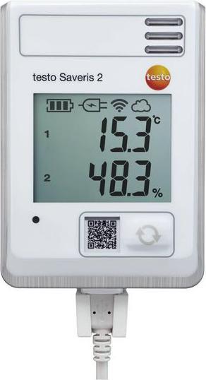 Produktbild Testo Datenlogger Kanäle=2 Temperatur/Luftfeuchtigkeit WLAN/USB/QR-Code ( SAVERIS 2-H1)