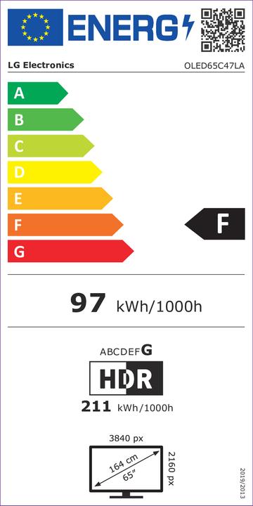 Energy Label LG OLED65C47LA (65", C4, OLED, 4K, 2024)