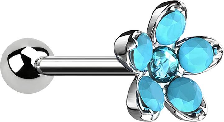 Immagine prodotto Star Piercing Micro Barbell silber Opal Blume türkis (Acciaio chirurgico 316L, Ottone)