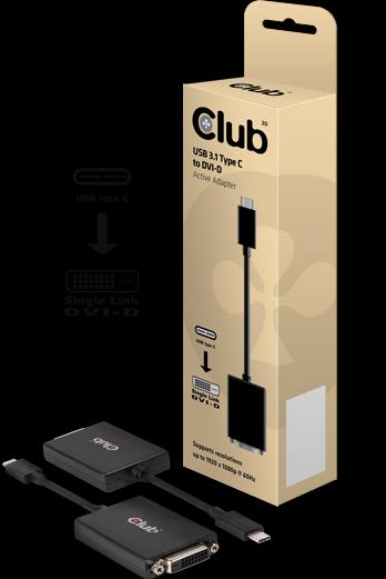 Produktbild Club 3D Aktiver USB 3.1 Typ C to (DVI, 10 cm)