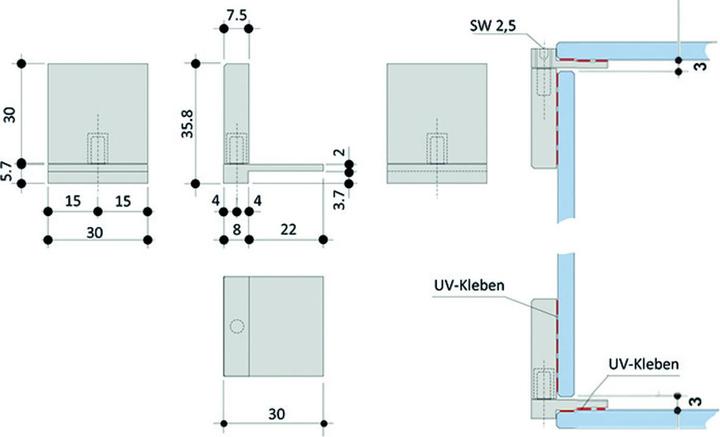 Actual product image Bohle Glass door hinges glass glass Swing (2 pcs.)