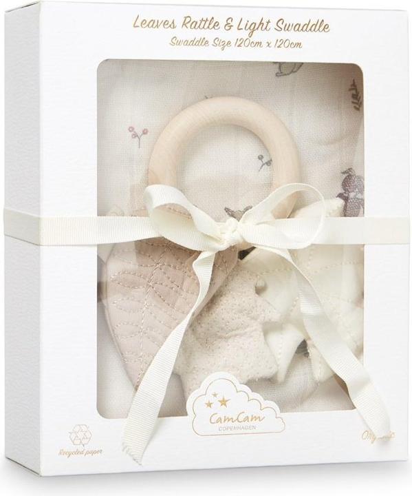 Image du produit Cam Cam Copenhagen Coffret cadeau Muslin et Feuilles- Hochet Fawn