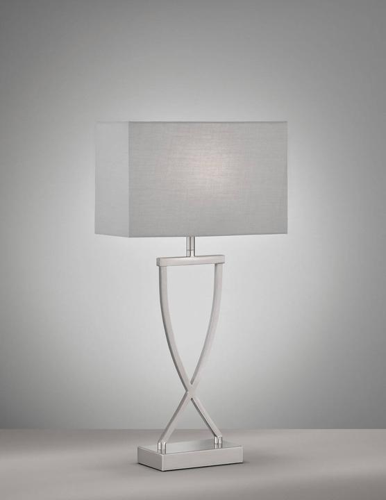 Immagine prodotto Fischer & Honsel Honsel Anni lampada da tavolo E27 paralume in tessuto grigio chintz, nichel bianco 50459 (E27)