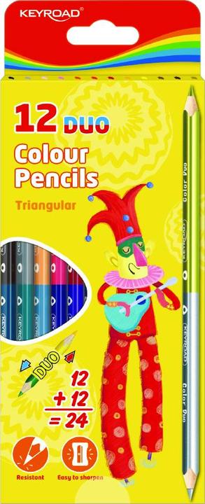 Image du produit Keyroad Crayons, triangulaires, double face, 12 pièces, mélange de couleurs (12 x)