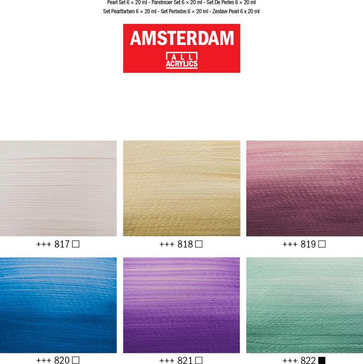 Produktbild Talens Amsterdam Starter Set (Perlweiss, Perlgelb, Perlrot, Perlgrün, Perlblau, Perlviolett, 120 ml)