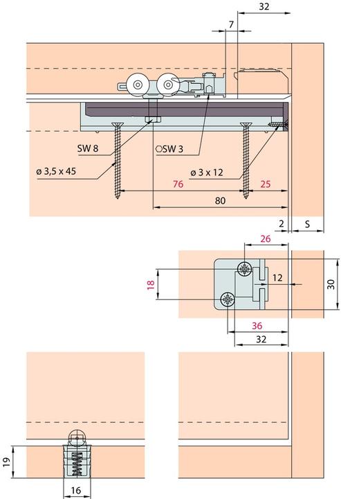 Produktbild HAWA Schiebetürbeschläge -CLIPO 36 HM, Inslide