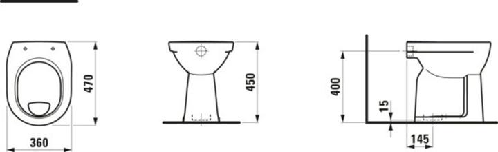 Produktbild Laufen PRO Stand-Flachspül-WC, Abgang senkrecht, 360x470x450mm, H825957