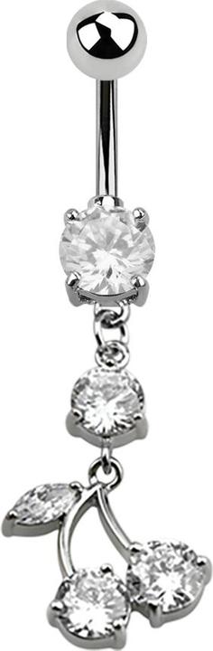 Produktbild Star Piercing Banane silber mit Anhänger Kirsche silber (ohne Messing, Chirurgenstahl 316L)