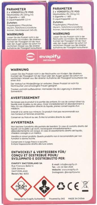 Label énergétique SKE 4in1 Pod 2x (Framboise, Myrtille)