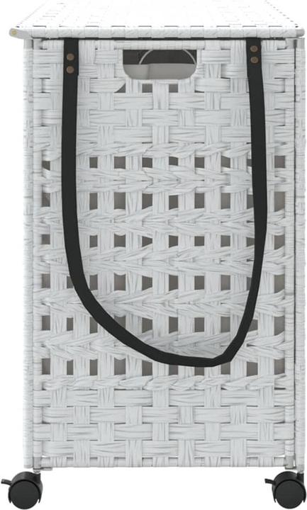 Productafbeelding VidaXL Wasmand met wielen Wit 66x35x60 cm Rotan, kleur