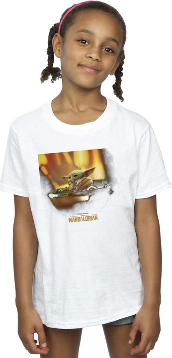 Actual product image Star Wars Girls The Mandalorian Grogu Painted Cotton T-Shirt (140, 146)