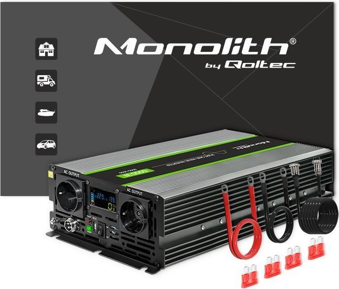 Actual product image Qoltec Przetwornica napięcia Monolith | 3000W | 6000W | 24V na 230V | Czysty Sinus | LCD