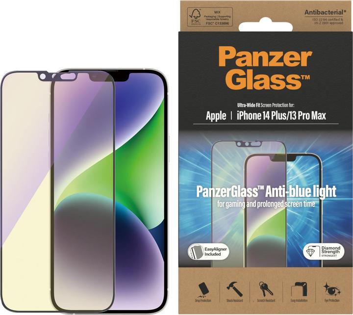 Actual product image PanzerGlass Screen Protector Ultra Wide Anti Bluelight iPhone 14 Plus (1 Piece, Apple iPhone 13 Pro Max, Apple iPhone 14 Plus)