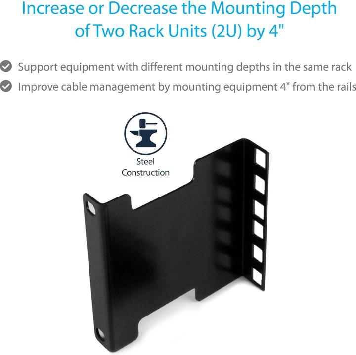 Image du produit StarTech Adaptateur De Profondeur De Rack 4 Pouces - 2u