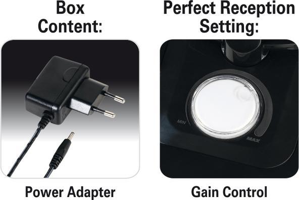 Actual product image Vivanco Indoor aerial TVA3050 (38885) (Indoor antenna, 14 dB, DVB-T / -T2, DAB/ DAB+, LTE)