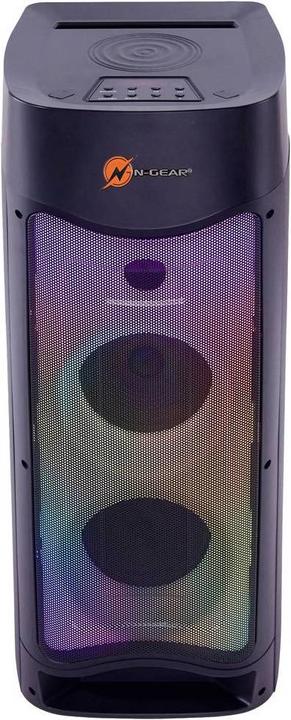 N-Gear Let’s go Party Bluetooth Lautsprecher, Soundsystem mit Karaoke Mikrofon, Disco-LEDs (4 h, Netzbetrieb)