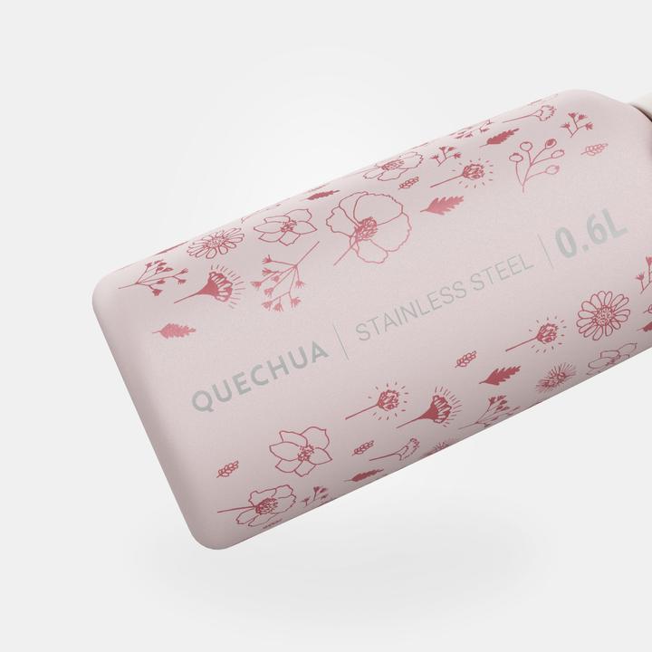 Image du produit Quechua Gourde 0,6 l pour enfants en acier inoxydable avec bouchon à ouverture rapide - rose (0.60 l)