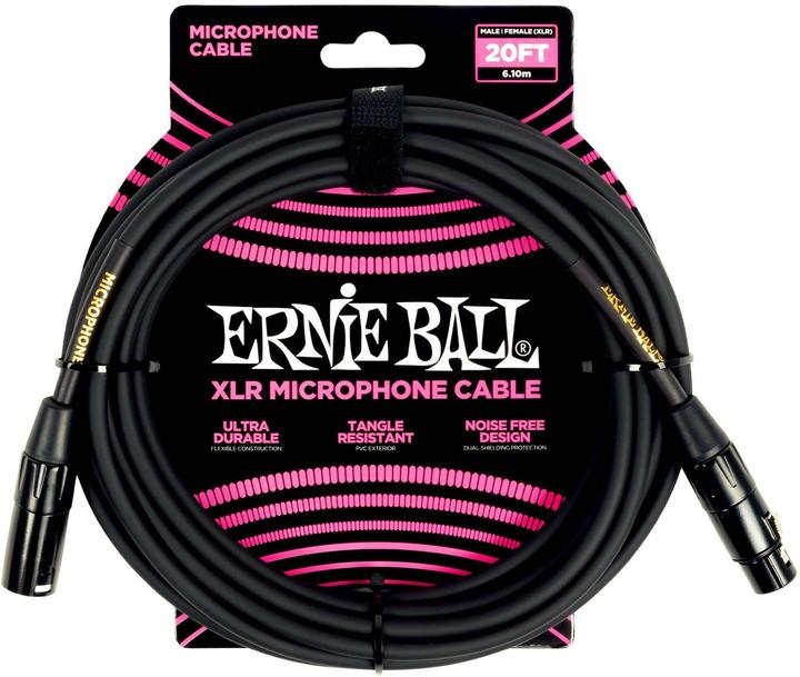 Ernie Ball XLR cable XLRm-XLRm 6.1 m, black, length: 6.1 m (6.10 m, XLR)