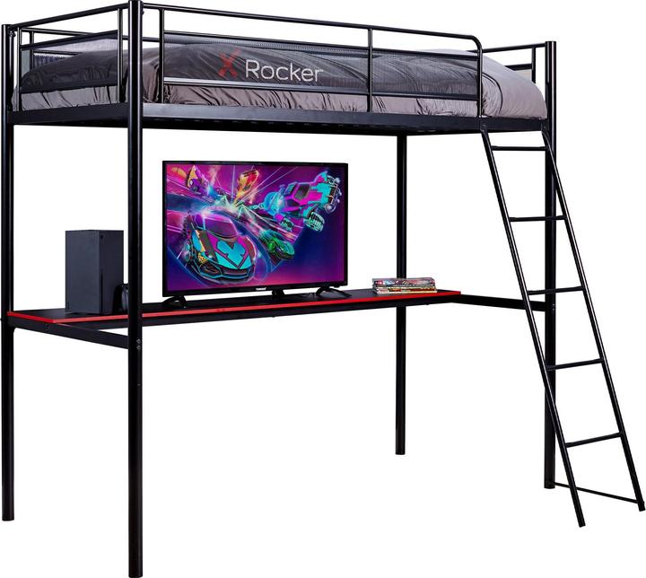X Rocker Xrocker Hq High Sleeper Gaming Bed With Desk - Black And Red