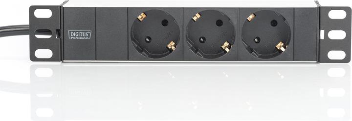 Actual product image Digitus Socket strip 3-fold 25.4cm 10 inch black incl. installation bracket (3 x, CEE 7/3, 2 m)