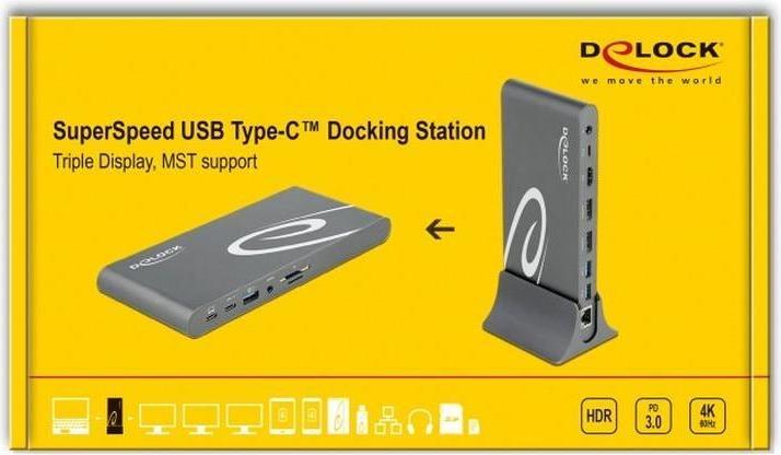 Actual product image Delock Docking station USB-C - USB/SD/LAN/HDMI/DP (USB-C, 1 Ports)