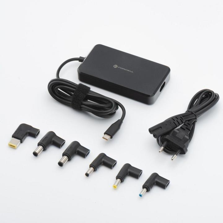 Forcell Adapter F-ENERGY E856 uniwersal laptop charger 90W (6 adaptors) - czarny (90 W)