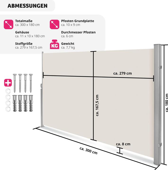 Produktbild tectake Seitenmarkise (1.80 m)
